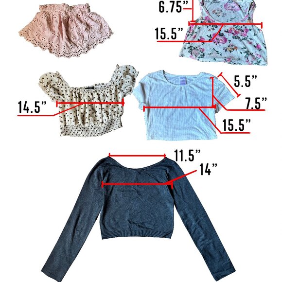 5 Assorted Style Crop Tops - Picture 3 of 10